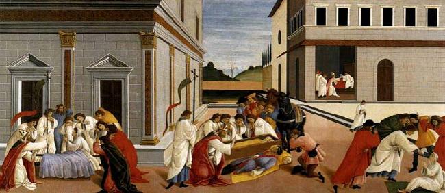 BOTTICELLI, Sandro Three Miracles of St Zenobius Sweden oil painting art